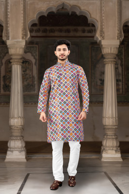 DHASU TRENDZ Men Printed Straight Kurta(Multicolor)