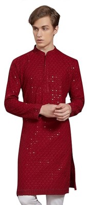 DHARMENDRA Men Embroidered Straight Kurta(Multicolor)