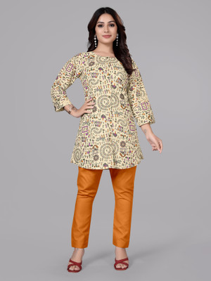 Kapd Women Printed, Geometric Print, Tribal Tunic Kurta(Multicolor)