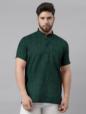 MK WORLD Men Solid Straight Kurta(Green)