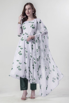 SAMBHAJI CREATION Anarkali Gown(Green)