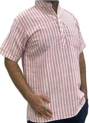 Great Ind Fashion Men Striped A-line Kurta(Purple, White)