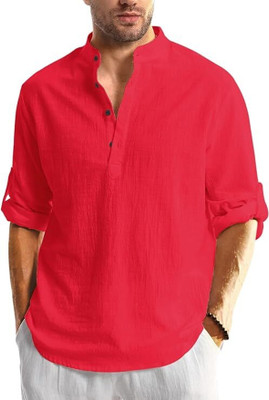 Univibe Men Solid Straight Kurta(Red)