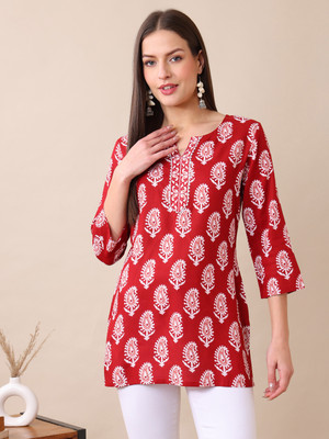 SARANSHI ENTERPRISES Women Floral Print A-line Kurta(Red)