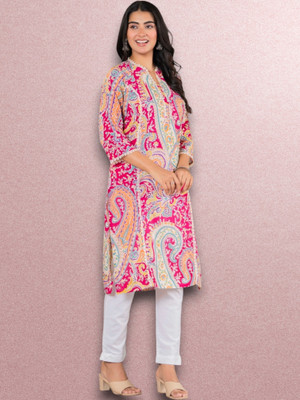 Jaipuur Trend Women Embroidered Straight Kurta(Pink)