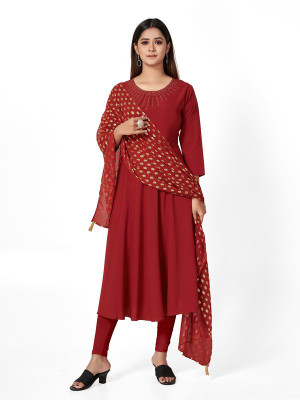 PURPLE PLUS Women Kurta Dupatta Set