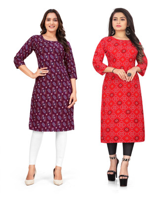 SAIKRUPA FASHION Women Printed Straight Kurta(Multicolor)