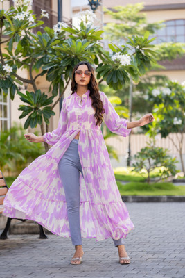 bhavyata Women Printed Anarkali Kurta(Purple)