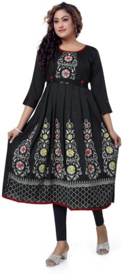 MK Fashion Hub Women Block Print Anarkali Kurta(Black)