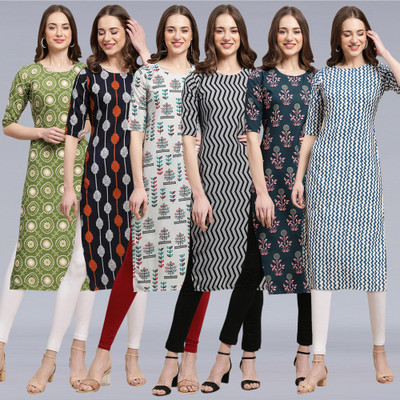 1 Stop Fashion Women Printed Straight Kurta(Multicolor)