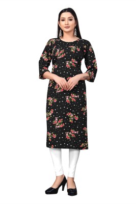 VEERPAL CREATION Women Printed A-line Kurta(Black)