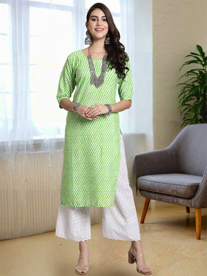 EthnicBasket Women Printed A-line Kurta(Green)