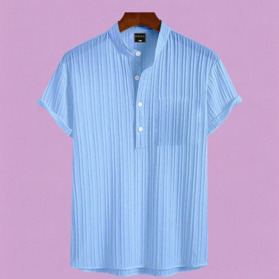 Look Trendy Men Printed Straight Kurta(Light Blue)