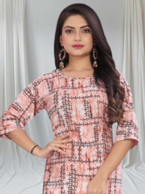 SUMITA SAREE Women Printed Straight Kurta(Pink)