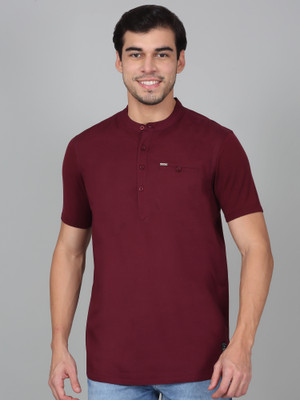 CANTABIL Men Solid Straight Kurta(Maroon)
