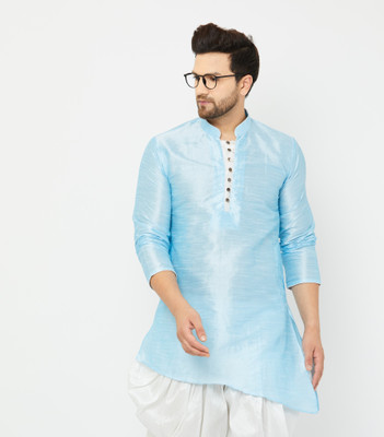ARMAAN ETHNIC Men Self Design Asymmetric Kurta(Light Blue)