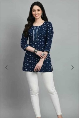 VILONI Women Printed A-line Kurta(Blue)