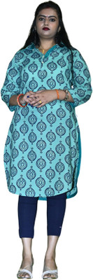 Tarsh Women Printed A-line Kurta(Light Green)