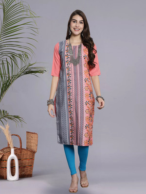 1 Stop Fashion Women Printed A-line Kurta(Pink)