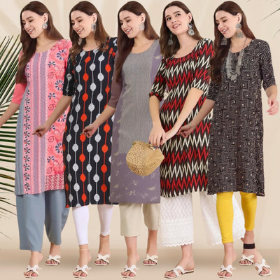 1 Stop Fashion Women Printed A-line Kurta(Multicolor)