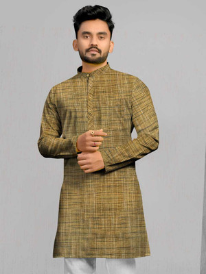 RA Collection Men Self Design Straight Kurta(Green)