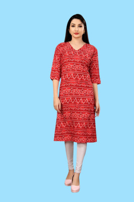 Tulsii Fab Women Printed Anarkali Kurta(Red)