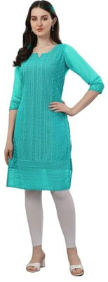 HK SHOPEE Women Solid Straight Kurta(Light Blue)