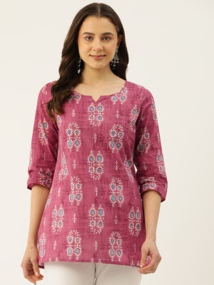 FERANOID Women Printed Straight Kurta(Pink, Light Blue, White)