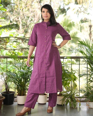 SHIRIN CREATION Women Printed A-line Kurta(Purple)