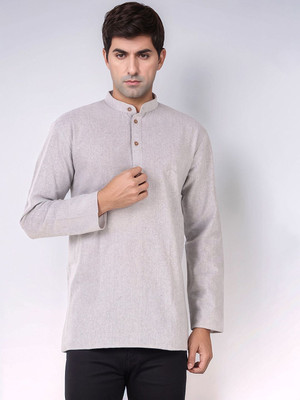 Moda Rapido Men Solid Straight Kurta(Grey)