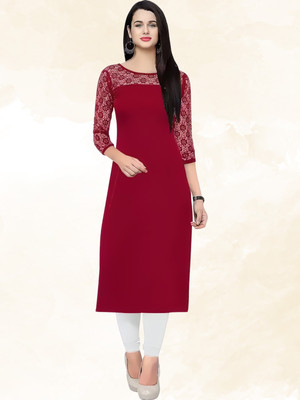 HEMANG FASHION Women Solid Straight Kurta(Maroon)