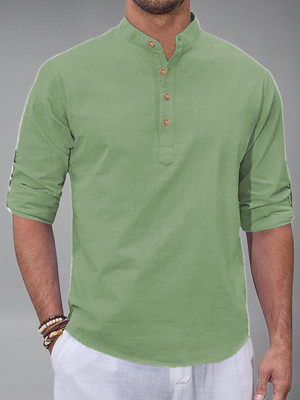 Yugnik Men Solid Straight Kurta(Light Green)