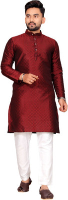 jaydwarkadhish Men Printed Straight Kurta(Red)