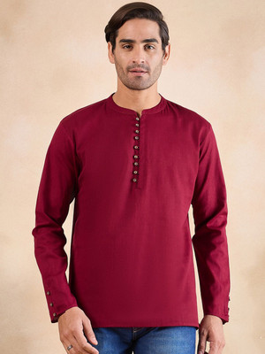 ANOUK Men Solid Straight Kurta(Maroon)