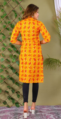 Parth f Women Bandhani A-line Kurta(Yellow)