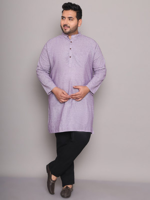 ED PLUS Men Solid Straight Kurta(Purple)