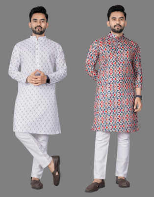 DHASU TRENDZ Men Printed Straight Kurta(Multicolor)