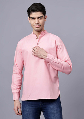Vashuqi Men Solid A-line Kurta(Dark Green)