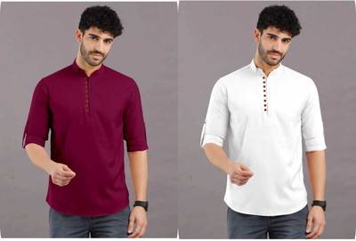 StoneHeart Men Solid Straight Kurta(Multicolor)