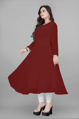 JE BHAGVAN CREATION Anarkali Gown(Maroon)