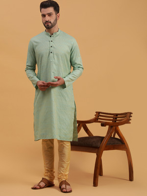 Namaskar Men Solid Straight Kurta(Blue)