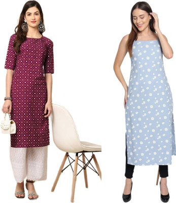 HouseOfCommon Women Self Design Straight Kurta(Multicolor)