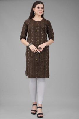 Riyu Fashion Women Printed A-line Kurta(Brown)