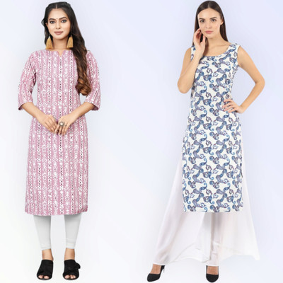 HouseOfCommon Women Self Design Straight Kurta(Multicolor)
