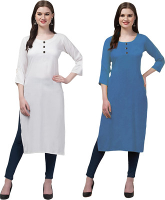 Coft Women Self Design, Solid Straight Kurta(Multicolor)
