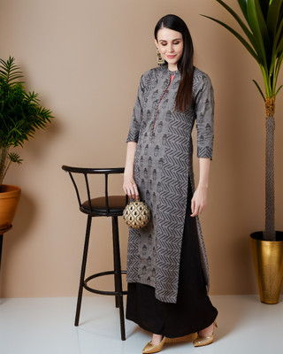 PANNKH Women Printed Flared Kurta(Multicolor)
