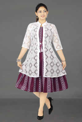 S LEMON DROPS Women A-line Purple Below Knee Dress