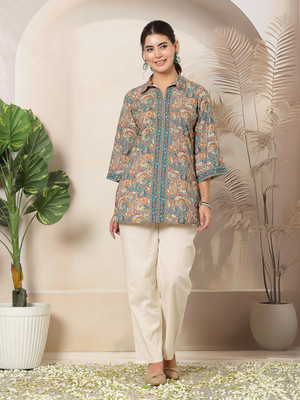Nayam By Lakshita Women Printed A-line Kurta(Yellow)