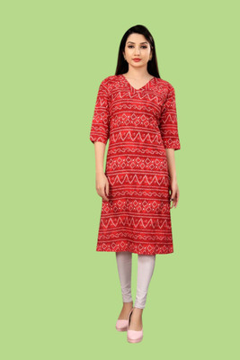 Tulsii Fab Women Printed Anarkali Kurta(Red)