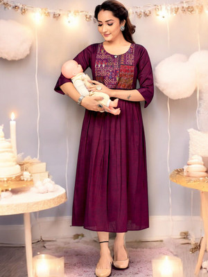 RITIJYA Women Printed Anarkali Kurta(Purple)